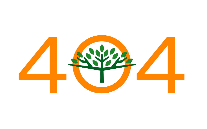 404 Page not found gif (leaves falling off tree logo)