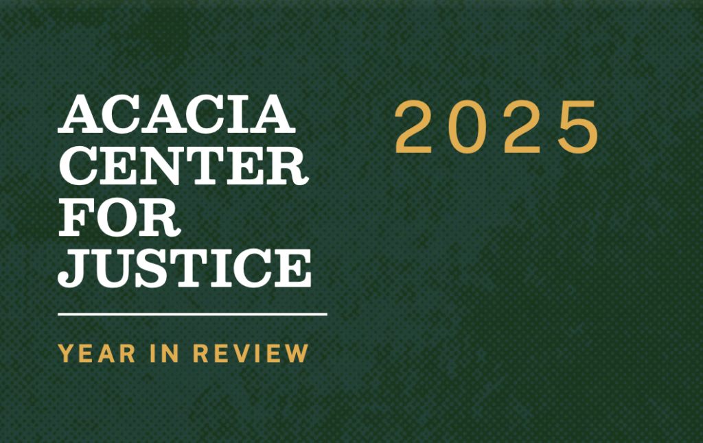 image of Acacia's 2025 annual report cover, with an illustration of people gathered under an Acacia tree by Natalie But